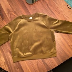 Olive green velour crew neck